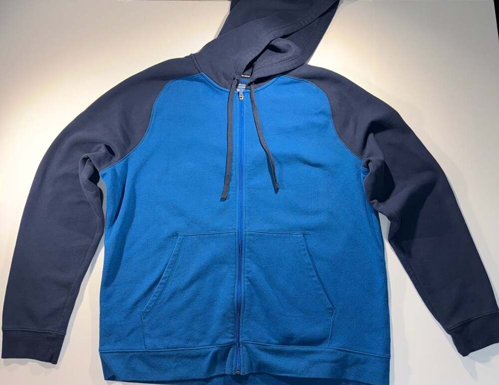 Tek Gear Ultra Soft Fleece Full-Zip Colorblock Hoodie Blue Navy XXL